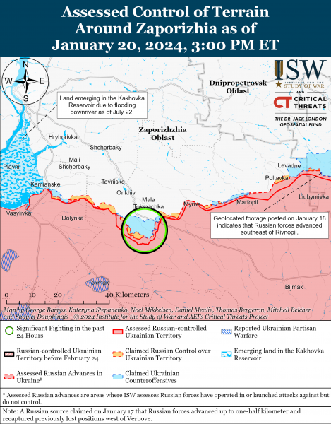 Войска РФ, вероятно, продвинулись восточнее Купянска: карты боев ISW
