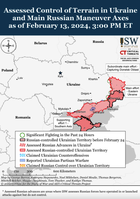 Карта бойових дій в Україні 14 лютого -