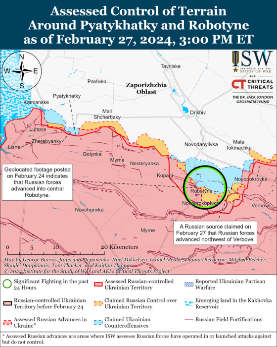 Карта бойових дій в Україні 28 лютого -
