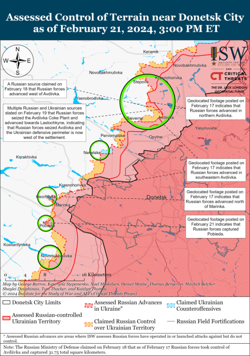 Карта бойових дій в Україні 22 лютого -