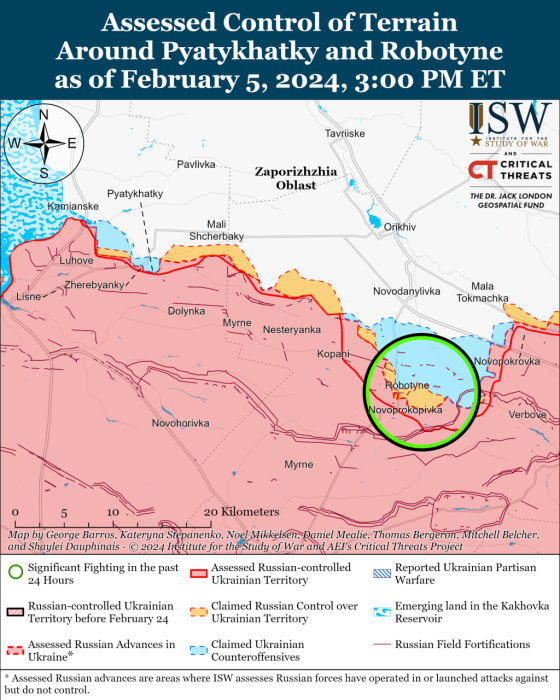 Карта бойових дій в Україні 6 лютого.