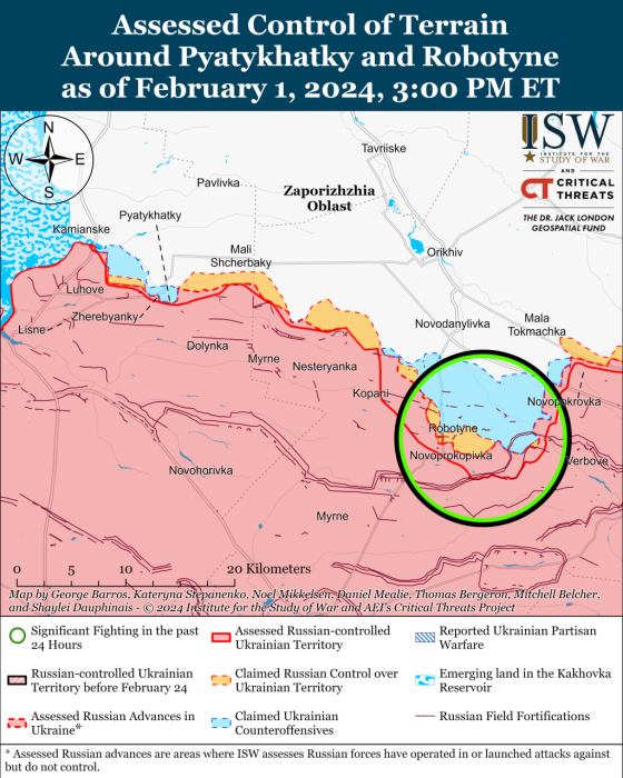 Карта бойових дій в Україні 2 лютого.