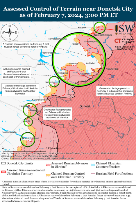 Карта бойових дій в Україні 8 лютого.