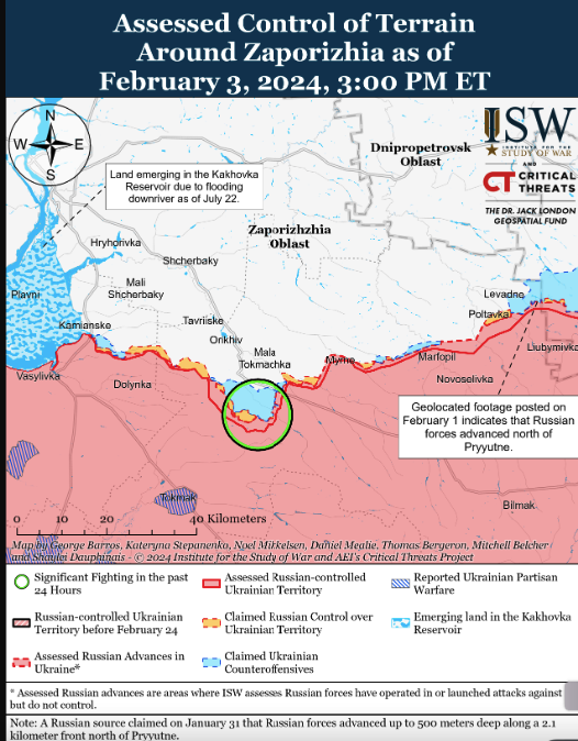 Карта бойових дій в Україні 4 лютого.