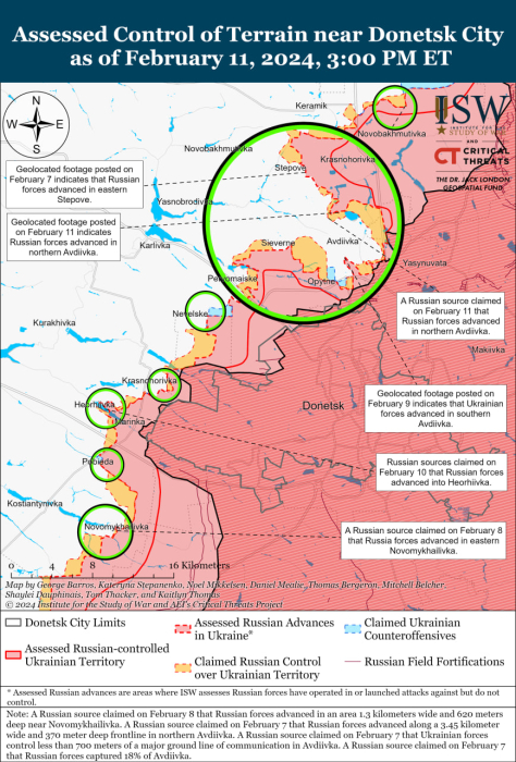 Карта бойових дій в Україні 12 лютого.