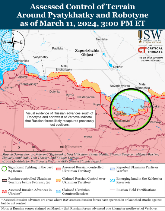 Карта бойових дій в Україні 12 березня.