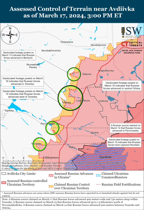 Карта бойових дій в Україні 18 березня.