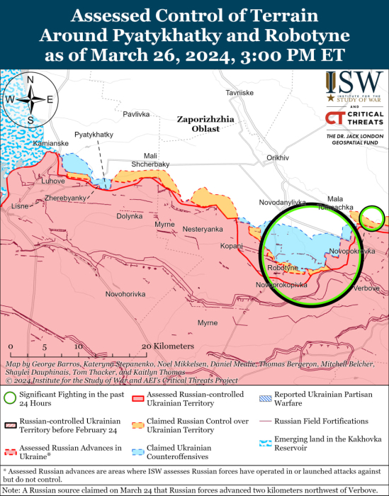 Карта бойових дій в Україні 27 березня.