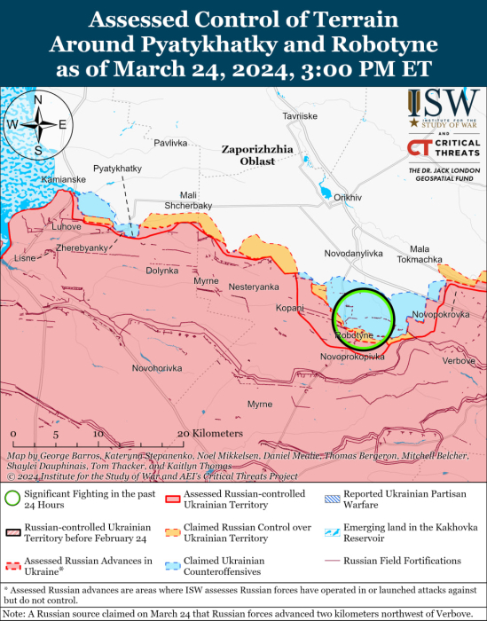 Карта бойових дій в Україні 25 березня.