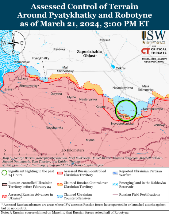 Карта бойових дій в Україні 22 березня.