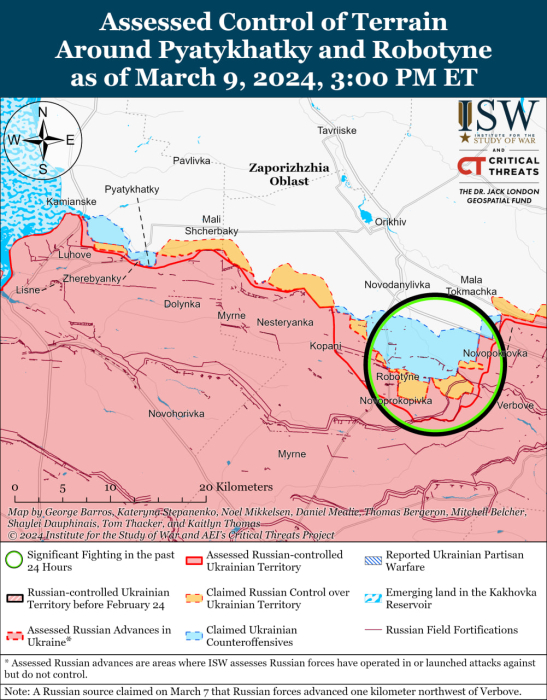 Карта бойових дій в Україні 10 березня.
