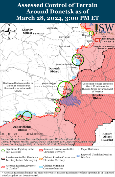 Карта бойових дій в Україні 29 березня.