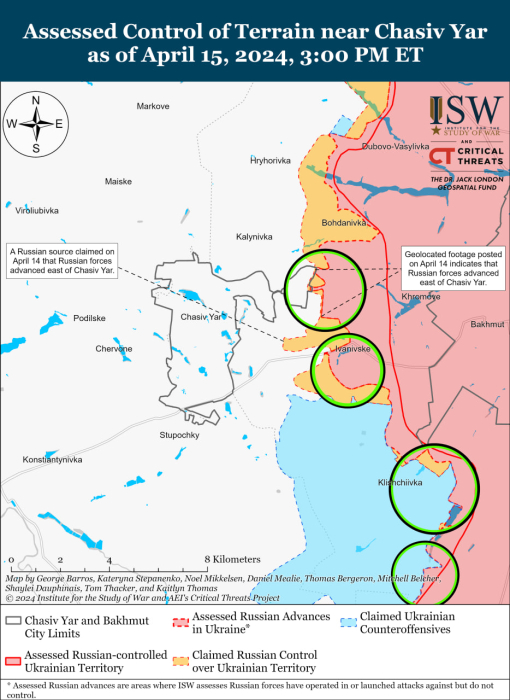 Карта бойових дій в Україні 16 квітня.