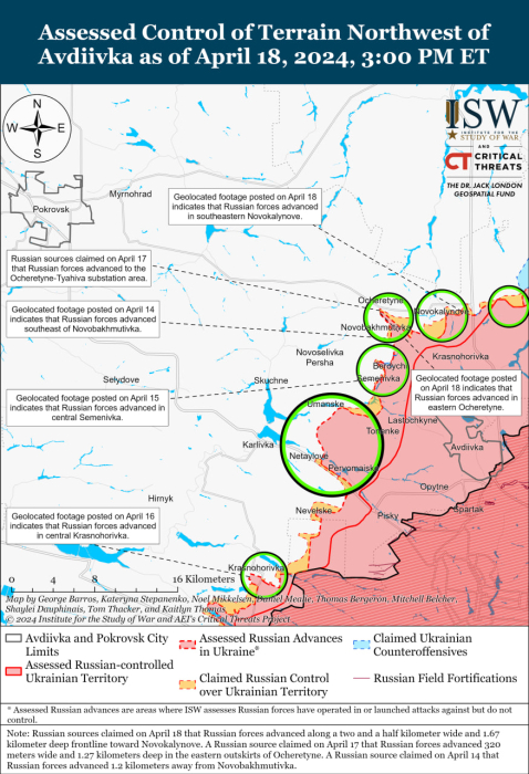 Карта бойових дій в Україні 19 квітня.