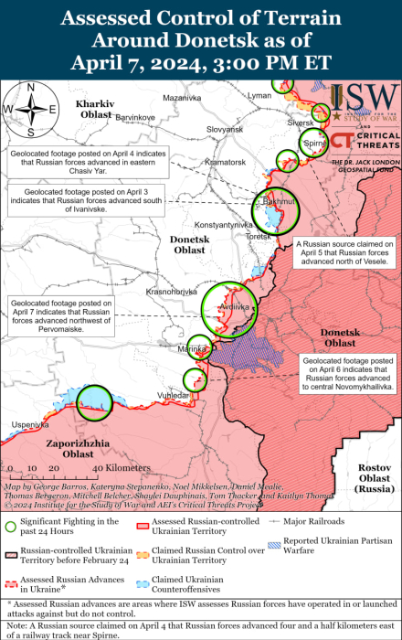 Карта бойових дій в Україні 8 квітня.