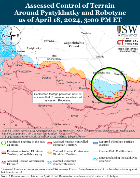 Карта бойових дій в Україні 19 квітня.