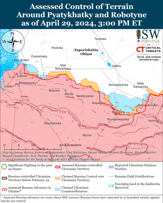 Карта бойових дій в Україні 30 квітня.