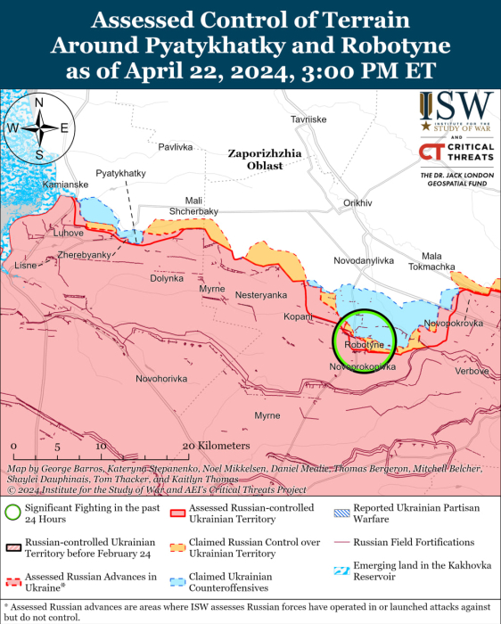 Карта бойових дій в Україні 23 квітня.