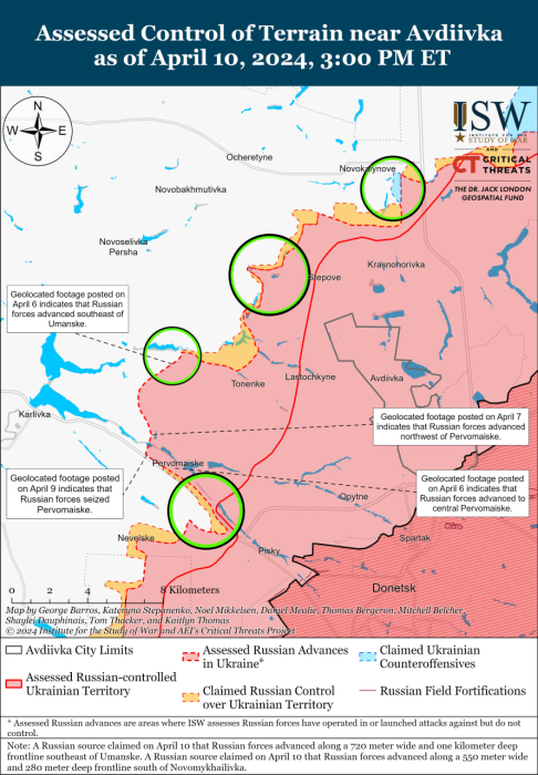 Карта бойових дій в Україні 11 квітня.