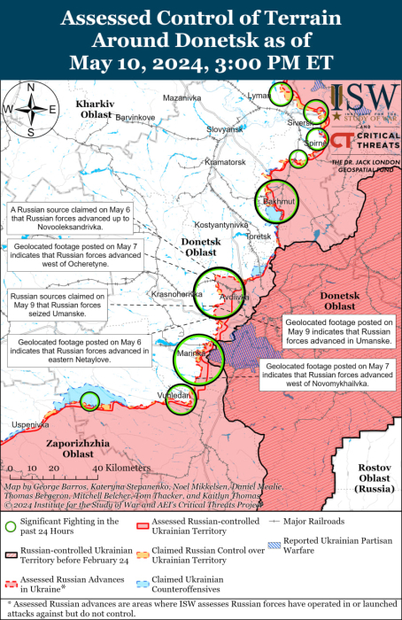 Карта бойових дій в Україні 11 травня.