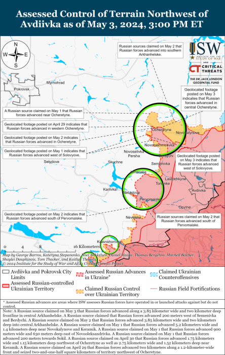 Карта бойових дій в Україні 4 травня.