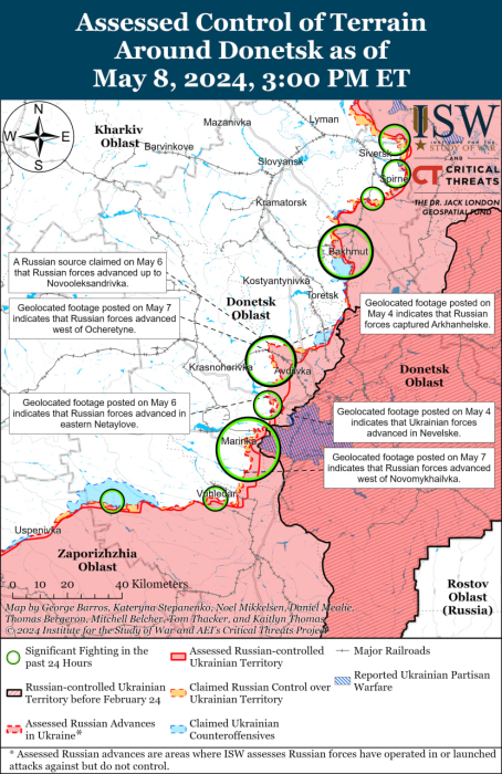 Карта бойових дій в Україні 9 травня.