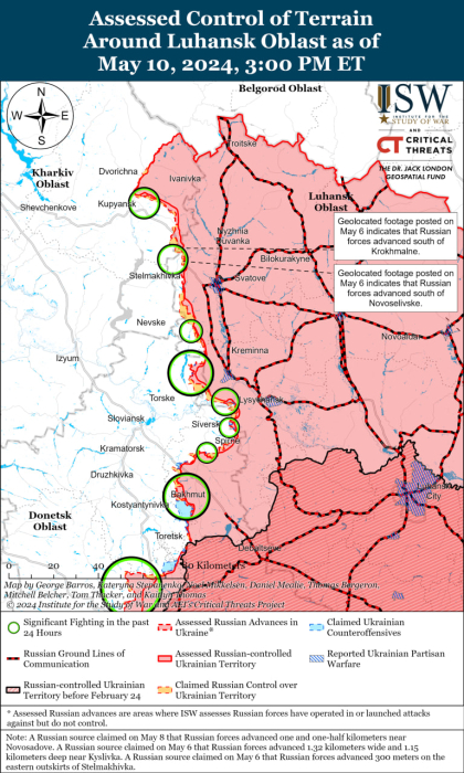 Карта бойових дій в Україні 11 травня.