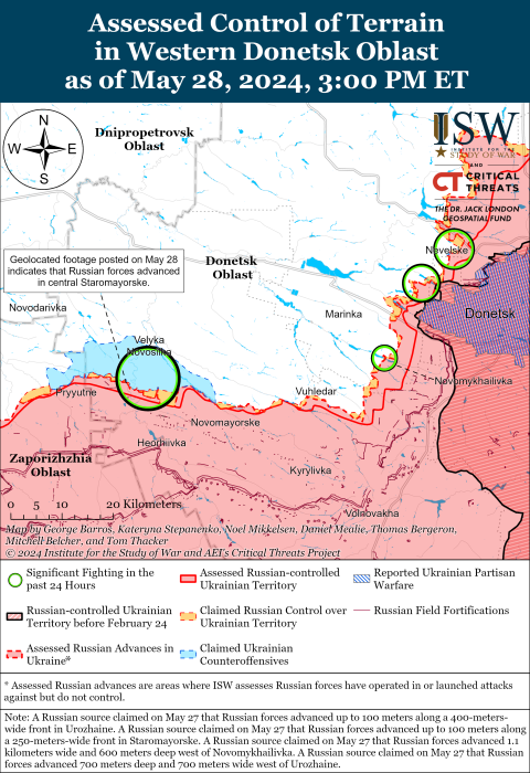 Карта бойових дій на 29 травня 2024.