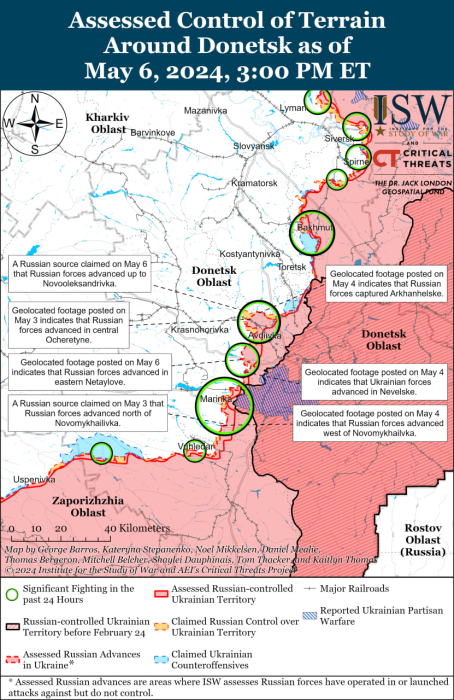 Карта бойових дій в Україні 7 травня.