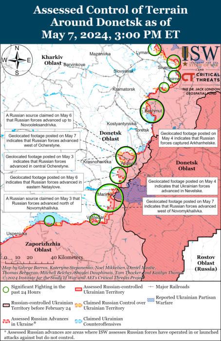 Карта бойових дій в Україні 8 травня.