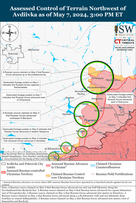 Карта бойових дій в Україні 8 травня.