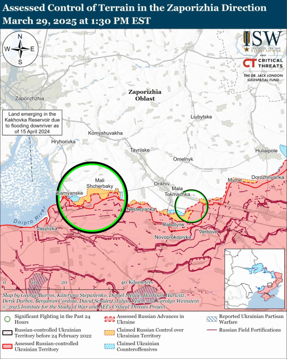 Карта бойових дій на Запорізькому напрямку.