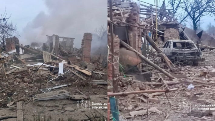 В Пологовском районе россияне разрушили дом: погиб мужчина, женщина ранена