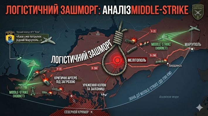 Логистическая удавка на шее: аналитический обзор влияния стратегии Middle-Strike на сухопутный коридор и стратегическое значение Мелитополя