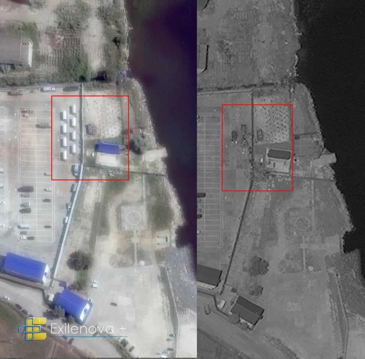 Фото: Комплекс «Волна Купол Гарант» у Керчі до ударів та після. Червень 2026. (https://t.me/exilenova_plus)