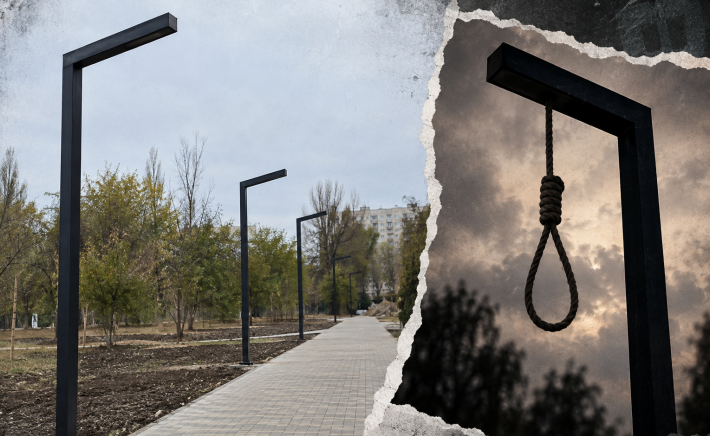 В Мелитополе поставили фонари-виселицы: света нет, зато "благоустройство" висит над головой